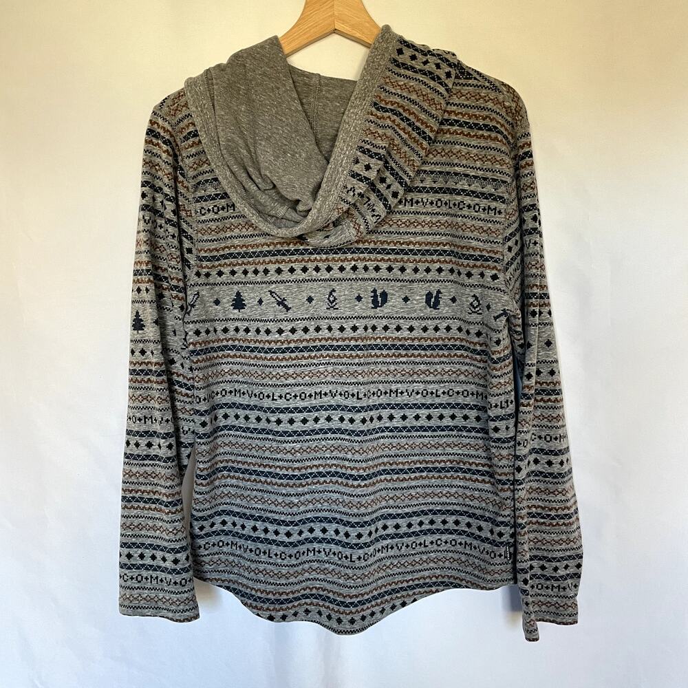 Volcom Gray Aztec Stripe Patterned Hoodie Sweater… - image 6